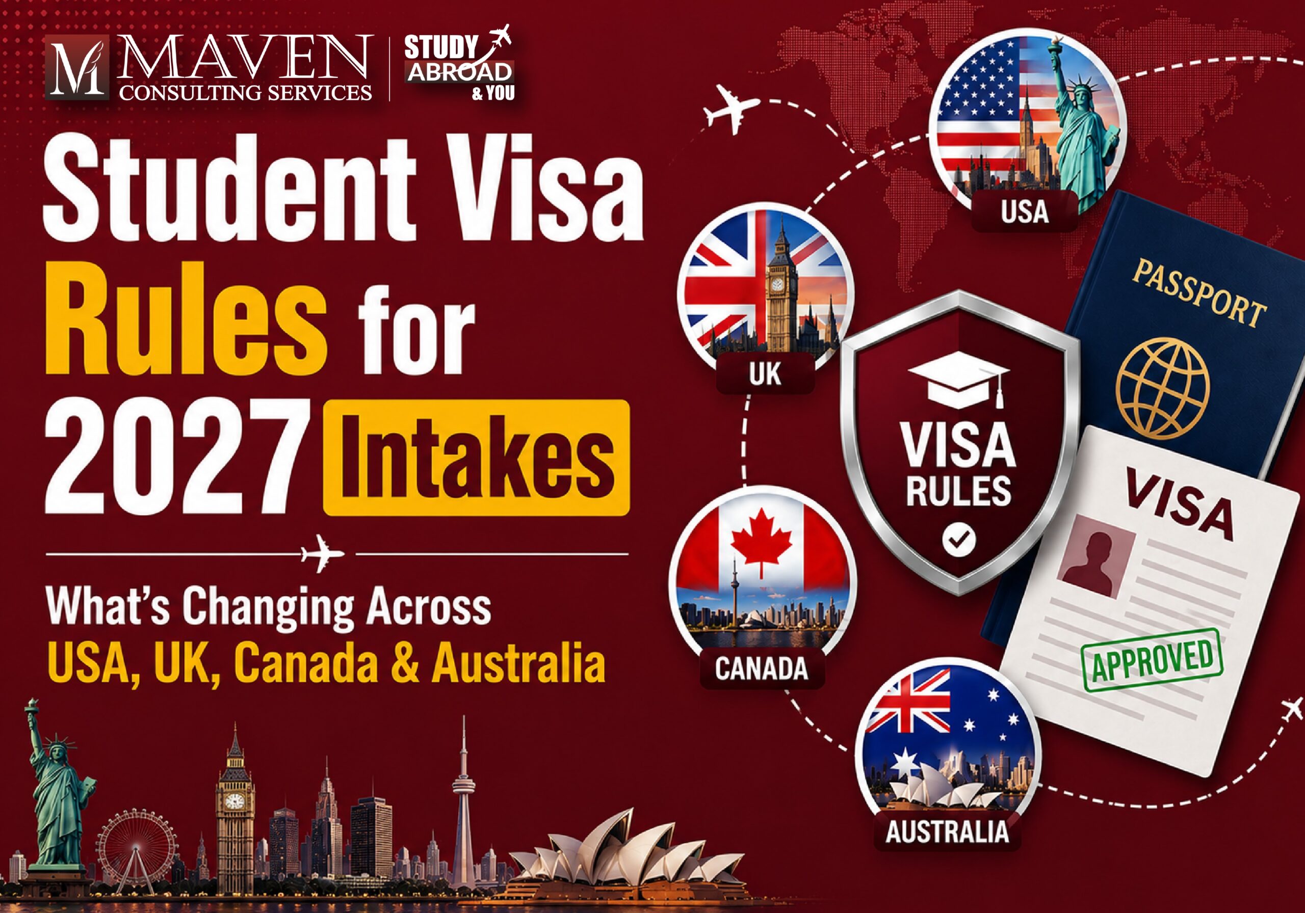 Student visa rules 2027 for Indian students - USA, UK, Canada and Australia changes
