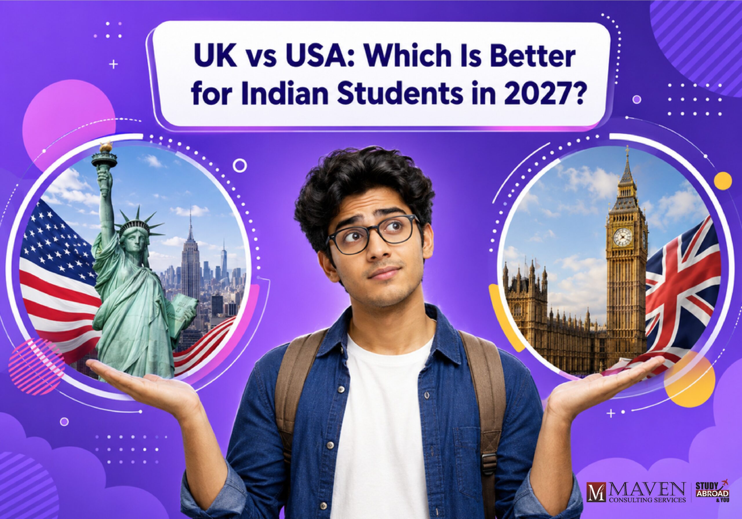 UK vs USA for Indian Students in 2027 - Maven Consulting Services