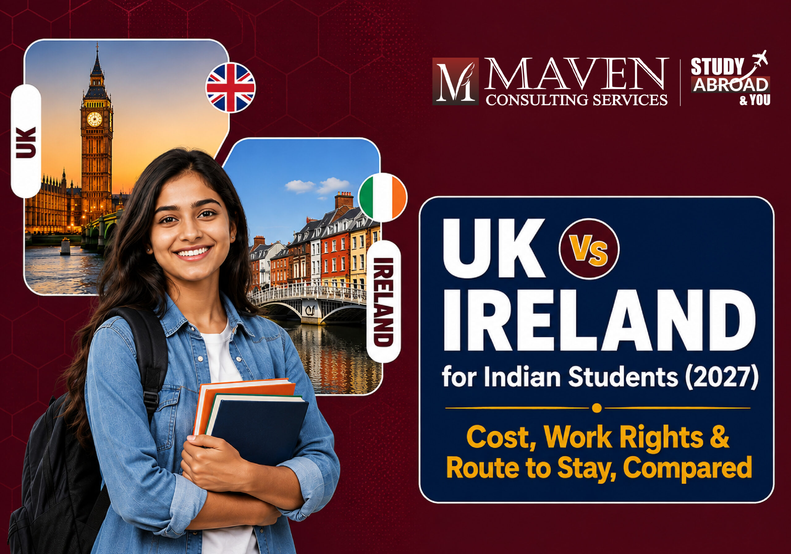 UK vs Ireland for Indian students 2027 - cost, work rights and route to stay compared