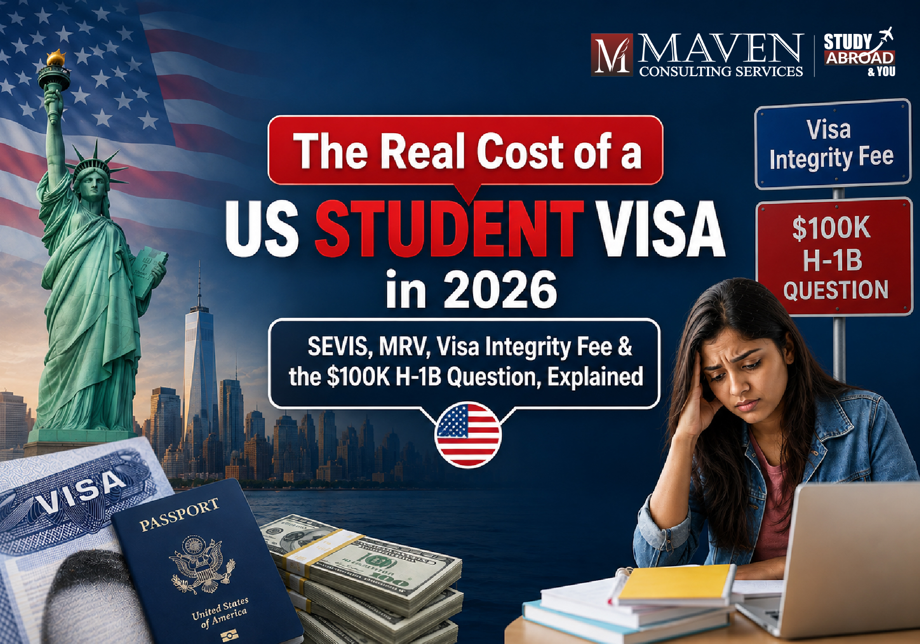 US Student Visa Cost 2026 - SEVIS, MRV, Visa Integrity Fee and the $100K H-1B Question explained