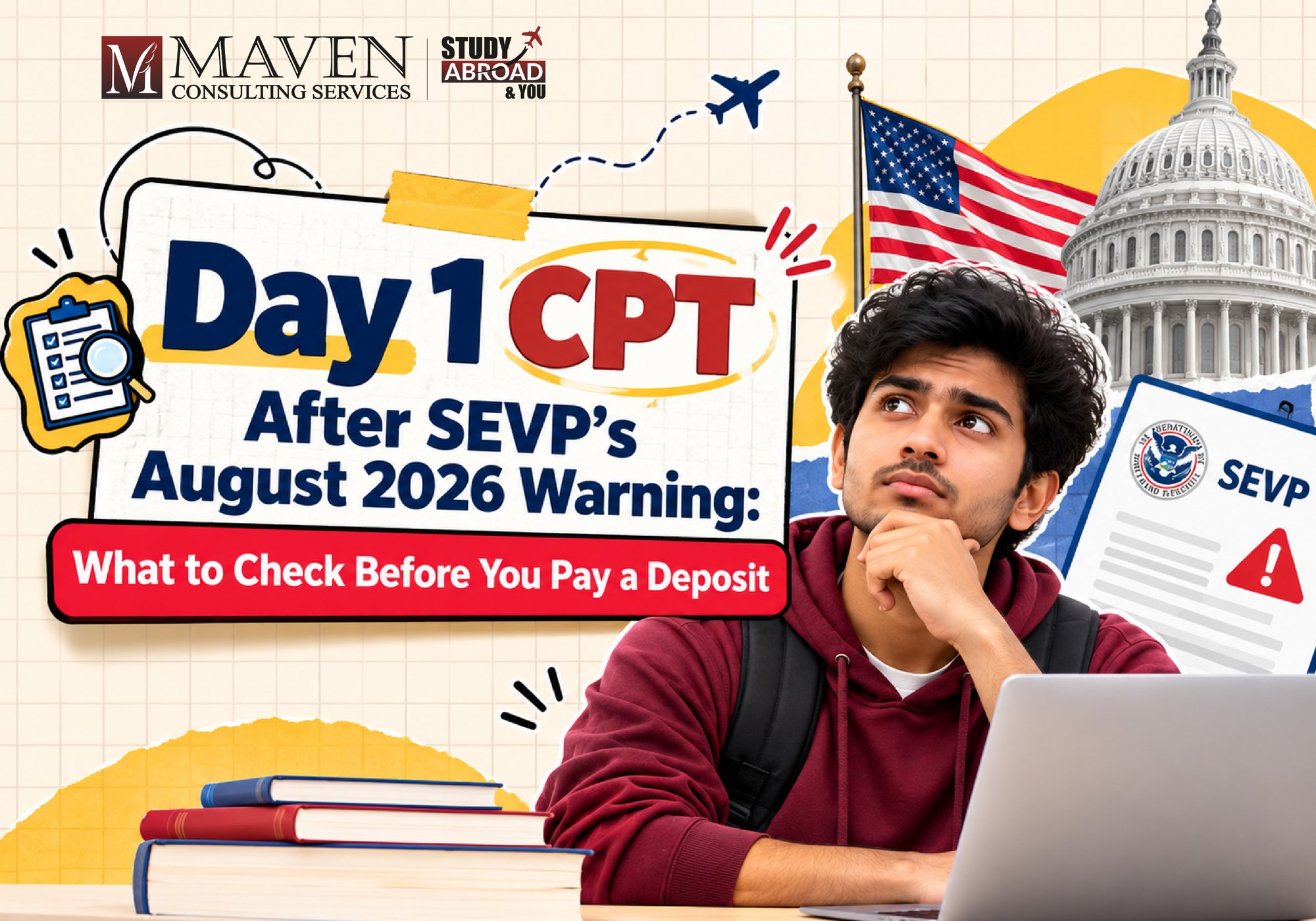 Day 1 CPT universities 2027 after SEVP's August 2026 warning, what to check before you pay a deposit — a blog by Maven Consulting Services